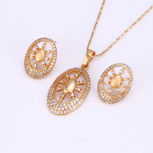 61705 Xuping wholesale gemstone jewellery unique oval shaped fake gold jewelry set for women